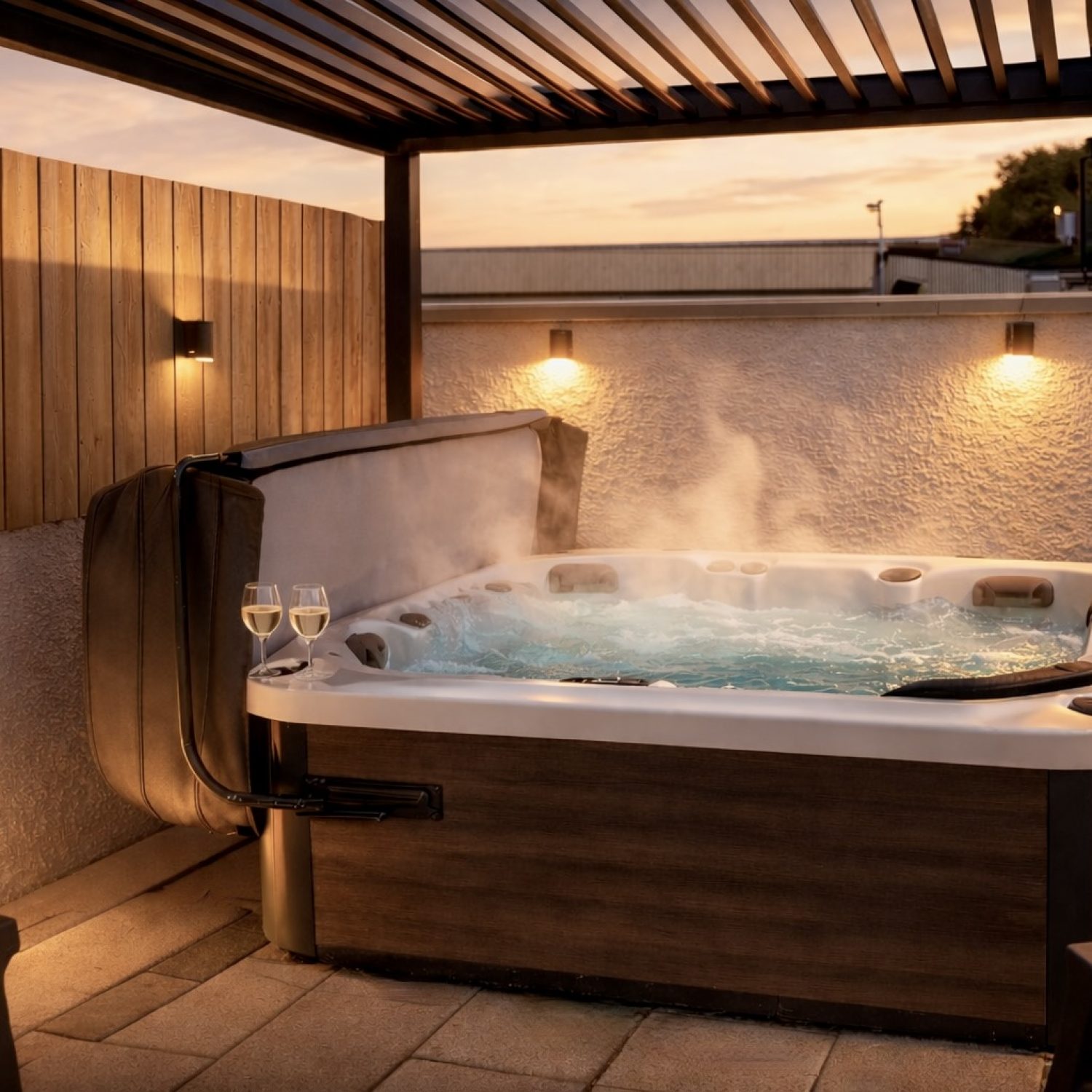 Hot tub at dusk